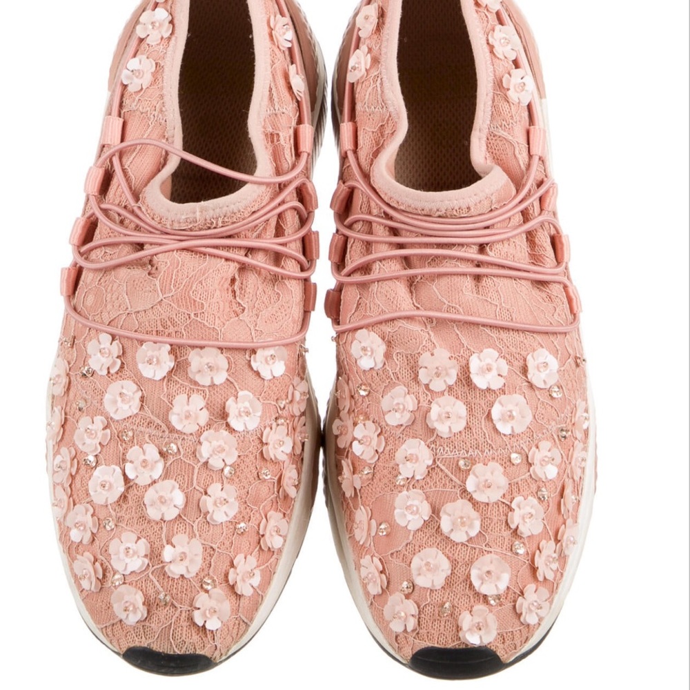 Ash Pink Low Top Sneakers with Beaded Accents Size 8